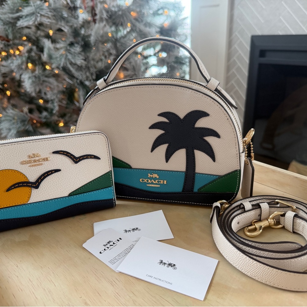 NWT Coach Serena Satchel Crossbody Purse Sunset Beach with wallet